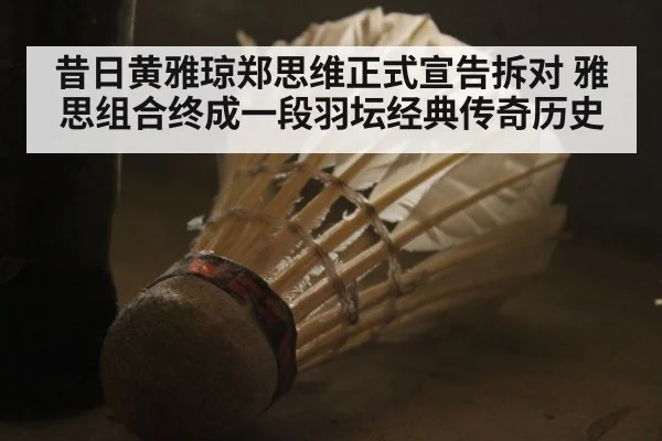 昔日黄雅琼郑思维正式宣告拆对 雅思组合终成一段羽坛经典传奇历史
